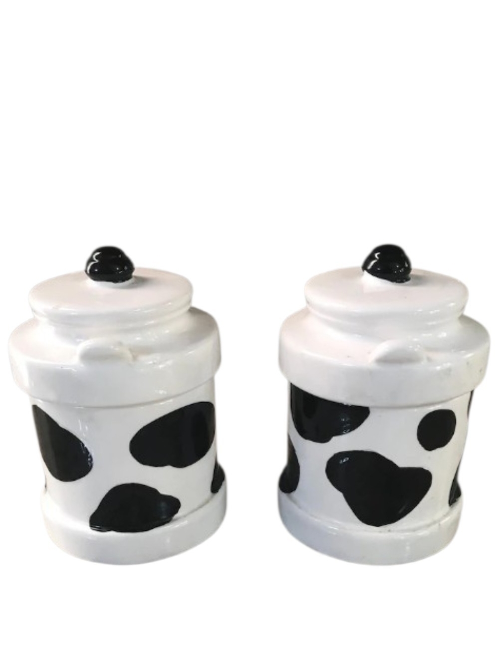 vintage 1950s small Cow Print  ceramic canister jars